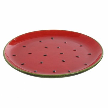 Плоская тарелка Home ESPRIT Красный Зеленый Керамика Арбуз 27,5 x 27,5 x 3 cm