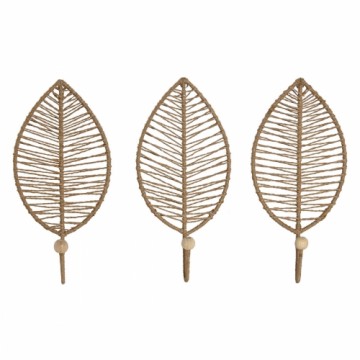 Wall mounted coat hanger Home ESPRIT Natural Jute Metal 12 x 4 x 26 cm