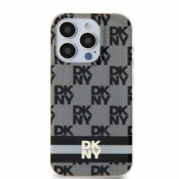 DKNY DKHMP15SHCPTSK iPhone 15 | 14 | 13 6.1" czarny|black hardcase IML Checkered Mono Pattern & Printed Stripes MagSafe