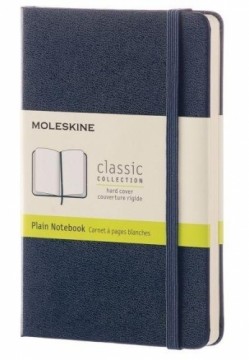 Bloknots Moleskine Classic 9x14cm, baltās lapas, cietie vāki, zils