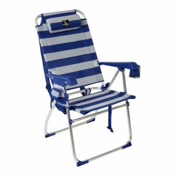 Bigbuy Outdoor Складной стул с подголовником Синий/Белый В полоску