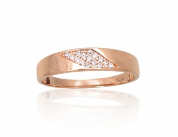 Золотое кольцо #1101088(Au-R)_CZ, Красное Золото 585°, Цирконы, Размер: 18.5, 1.81 гр.