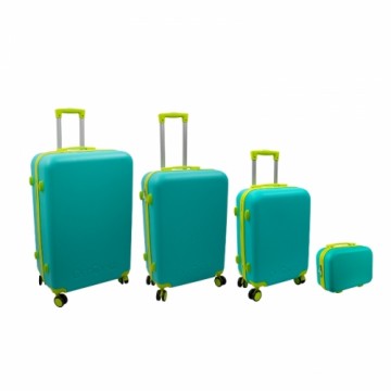 Ordinett Čemodānu komplekts 4 gab. 98L (48x29x75cm) + 60L (42x25x64cm) + 43L ( 36x23x56cm) + 15L (24x17x33cm) zaļš