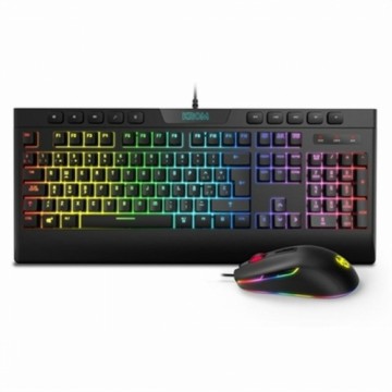 Tastatūra ar Spēļu Peli Krom Kalyos RGB Melns