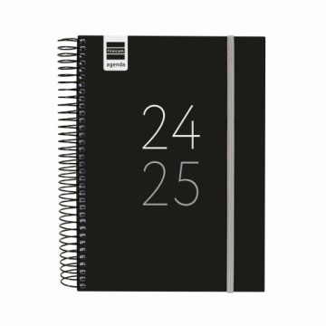 Diary Finocam Black Quarto 15,5 x 21,2 cm 2024-2025