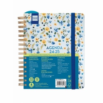 Diary Finocam Flowers Multicolour Quarto 15,5 x 21,2 cm 2024-2025 Teaching