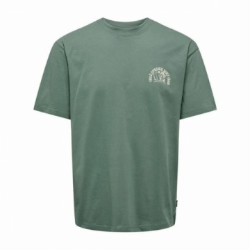 Vīriešu Krekls ar Īsām Piedurknēm Only & Sons Onskylan Rlx Icon Tumši zaļš