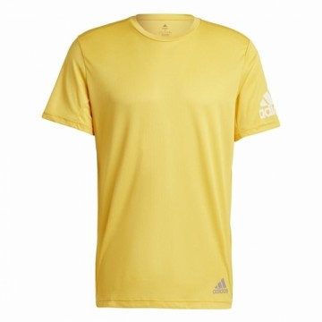 Vīriešu Krekls ar Īsām Piedurknēm Adidas Run It Dzeltens