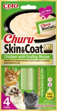 INABA Churu Skin&Coat Chicken with scallop recipe - cat treats - 4x14 g