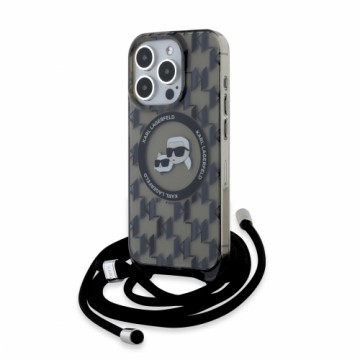 Karl Lagerfeld IML Monogram Crossbody K&CH Heads MagSafe Case for iPhone 15 Pro Max Black