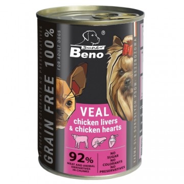 Certech SUPER BENO Veal with chicken livers and hearts - wet dog food - 415g