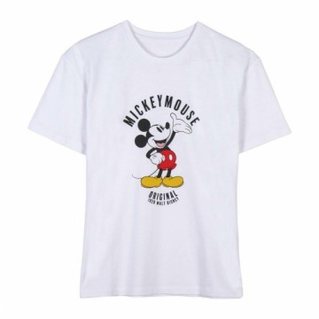 Sieviešu Krekls ar Īsām Piedurknēm Mickey Mouse Balts