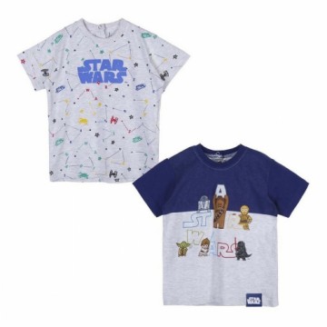 Krekls ar Īsām Piedurknēm Bērniem Star Wars Pelēks 2 gb.