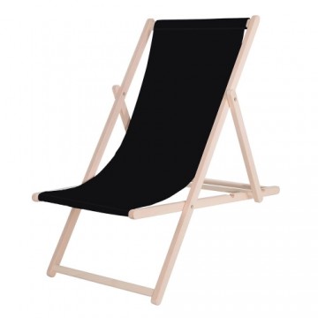 Saliekams dārza sauļošanās koka krēsls Springos DC0001 BL melns