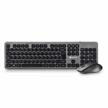 Keyboard and Wireless Mouse NGS Spanish Qwerty Black/Silver