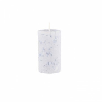Svece stabs Polar Mosaic 6.8x9cm 48h balta, gaiši zila, pelē