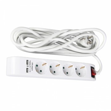 Pagarinātājs 4-vietīgs 5m a/z/s/USB 2.1A 3x1.5mm /20