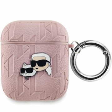 Karl Lagerfeld KLA2PGKCPP AirPods 1|2 cover różowy|pink Monogram Karl & Choupette Head