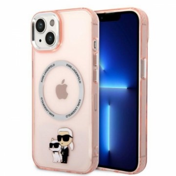 Karl Lagerfeld MagSafe Compatible Case IML Karl and Choupette NFT for iPhone 14 Plus Pink