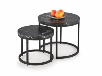 Halmar OREO set of two c. tables - black marble / black
