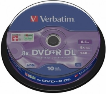 Matricas DVD+R DL Verbatim 8.5GB Double Layer 8x AZO, 10 Pack Spindle