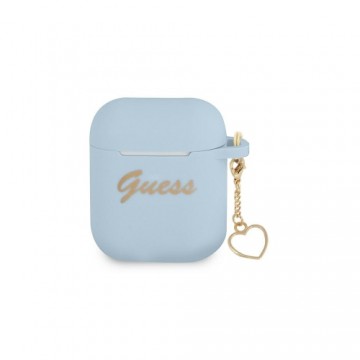 Guess case for Airpods | Airpods 2 GUA2LSCHSB blue Silicone Heart Charm