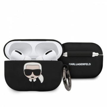 Karl Lagerfeld KLACAPSILGLBK Silikona Aizsargapvalks Austiņām Apple Airpods Pro Melns