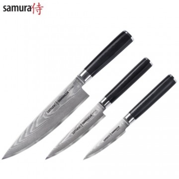 Samura DAMASCUS Комплект кухонных ножей 3шт. Paring / Utility / Chef's из AUS 10 Дамасской стали 61 HRC (67-слойный)