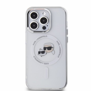 Karl Lagerfeld IML K&CH Heads Metal Frame MagSafe Case for iPhone 14 Pro Max Transparent