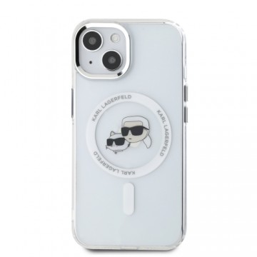 Karl Lagerfeld IML K&CH Heads Metal Frame MagSafe Case for iPhone 14 Transparent