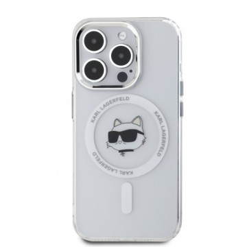 Karl Lagerfeld IML Choupette Head Metal Frame MagSafe Case for iPhone 15 Pro Transparent