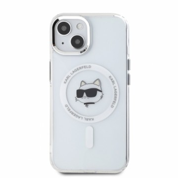 Karl Lagerfeld IML Choupette Head Metal Frame MagSafe Case for iPhone 15 Transparent
