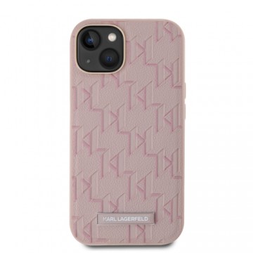 Karl Lagerfeld PU Leather Monogram Metal Logo MagSafe Case for iPhone 14 Pink