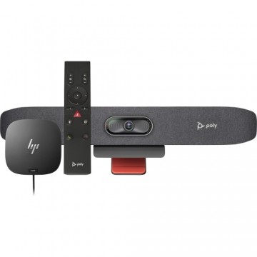 Poly Studio R30 USB-Videobar, Fernbedienung und HP Dockingst. G5 4K-Kamera, 120-Grad-Sichtfeld, Plug & Play Videokonferenzlösung