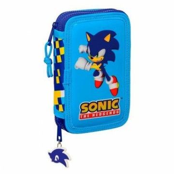 Двойной пенал Sonic Speed Разноцветный 28 Предметы 12,5 x 4 x 19,5 cm