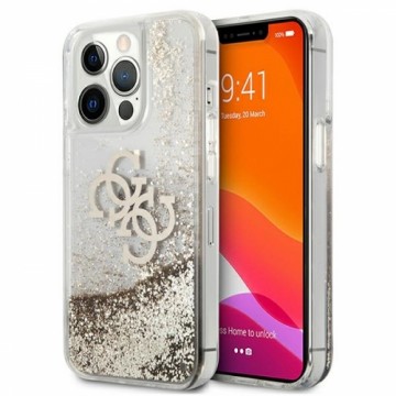 Guess TPU Big 4G Liquid Glitter Gold Case for iPhone 13 Pro Max Transparent