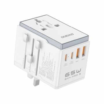 Dudao A65Pro 65W EU | US | JP | AUS | UK travel adapter 2x USB-C 2x USB-A - white