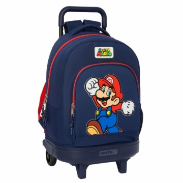 Школьный рюкзак с колесиками Super Mario World Тёмно Синий 33 x 45 x 22 cm