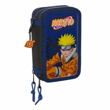 Triple Pencil Case Naruto Ninja Blue Black 12,5 x 19,5 x 5,5 cm 36 Pieces