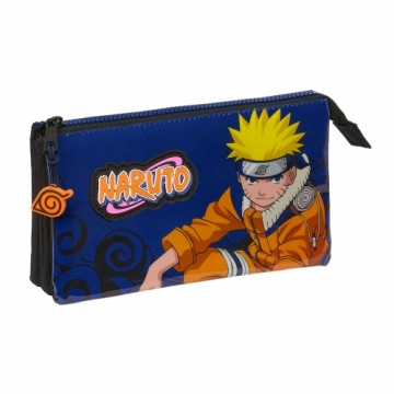 Тройной пенал Naruto Ninja Синий Чёрный 22 x 12 x 3 cm
