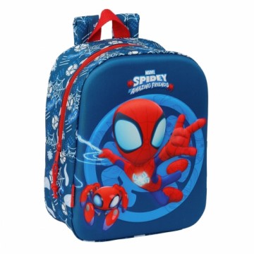 Skolas soma Spider-Man Sarkans Tumši Zils 22 x 27 x 10 cm 3D