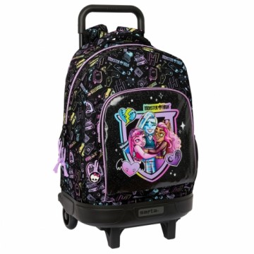 Школьный рюкзак с колесиками Monster High Чёрный 33 x 45 x 22 cm