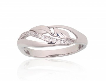 Серебряное кольцо #2101953(PRh-Gr)_CZ, Серебро 925°, родий (покрытие), Цирконы, Размер: 18, 2.4 гр.