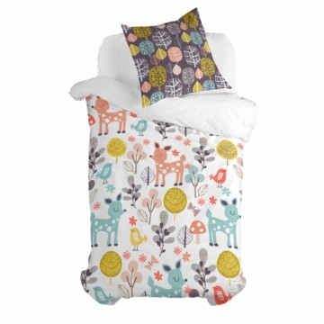 Duvet cover set HappyFriday Moshi Moshi Woodland Multicolour Single 2 Pieces