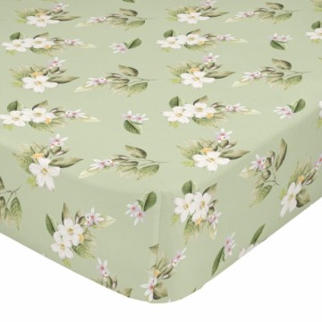 Fitted sheet HappyFriday Green Multicolour 90 x 200 x 32 cm Flowers