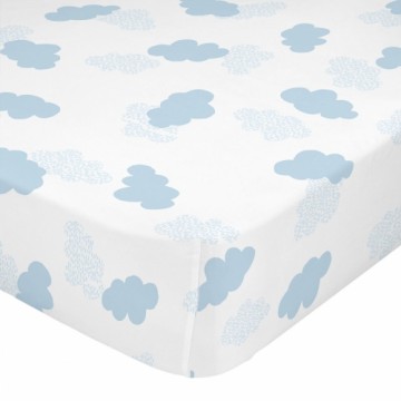 Fitted sheet HappyFriday BASIC KIDS Blue 60 x 120 x 14 cm Clouds