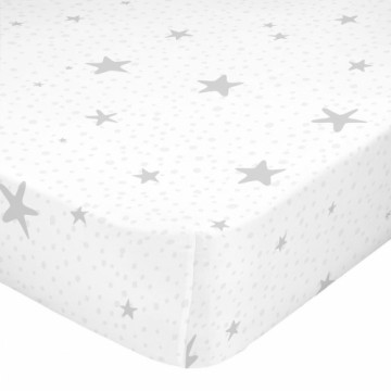 Fitted sheet HappyFriday BASIC KIDS White Grey 70 x 140 x 14 cm Stars