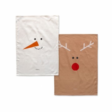 Кухонное полотенце HappyFriday Xmas Snowmates Разноцветный 70 x 50 cm (2 штук)