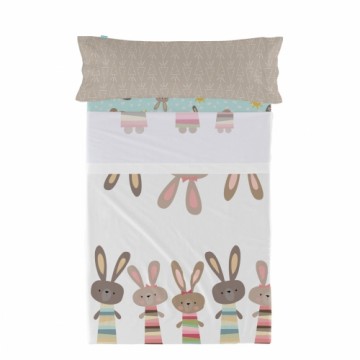 Bedding set HappyFriday Moshi Moshi Rabbit family Multicolour Single 2 Pieces