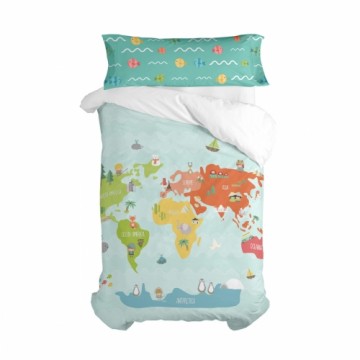 Duvet cover set HappyFriday Happynois World Map Multicolour 2 Pieces